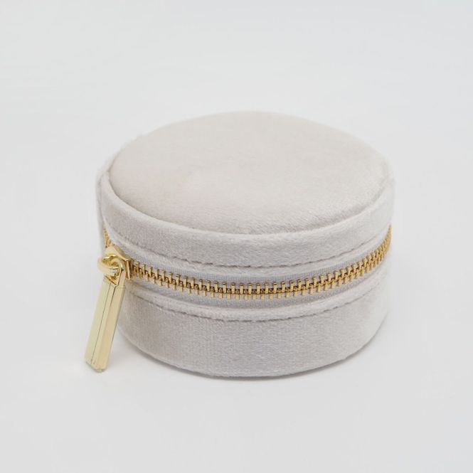 Hovedbilde Smykkeskrin i velur rund off-white